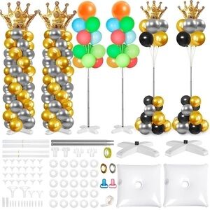 Brand New Set of 2 Balloon Columns Metal Adjustable Stand Kit Party Decoration